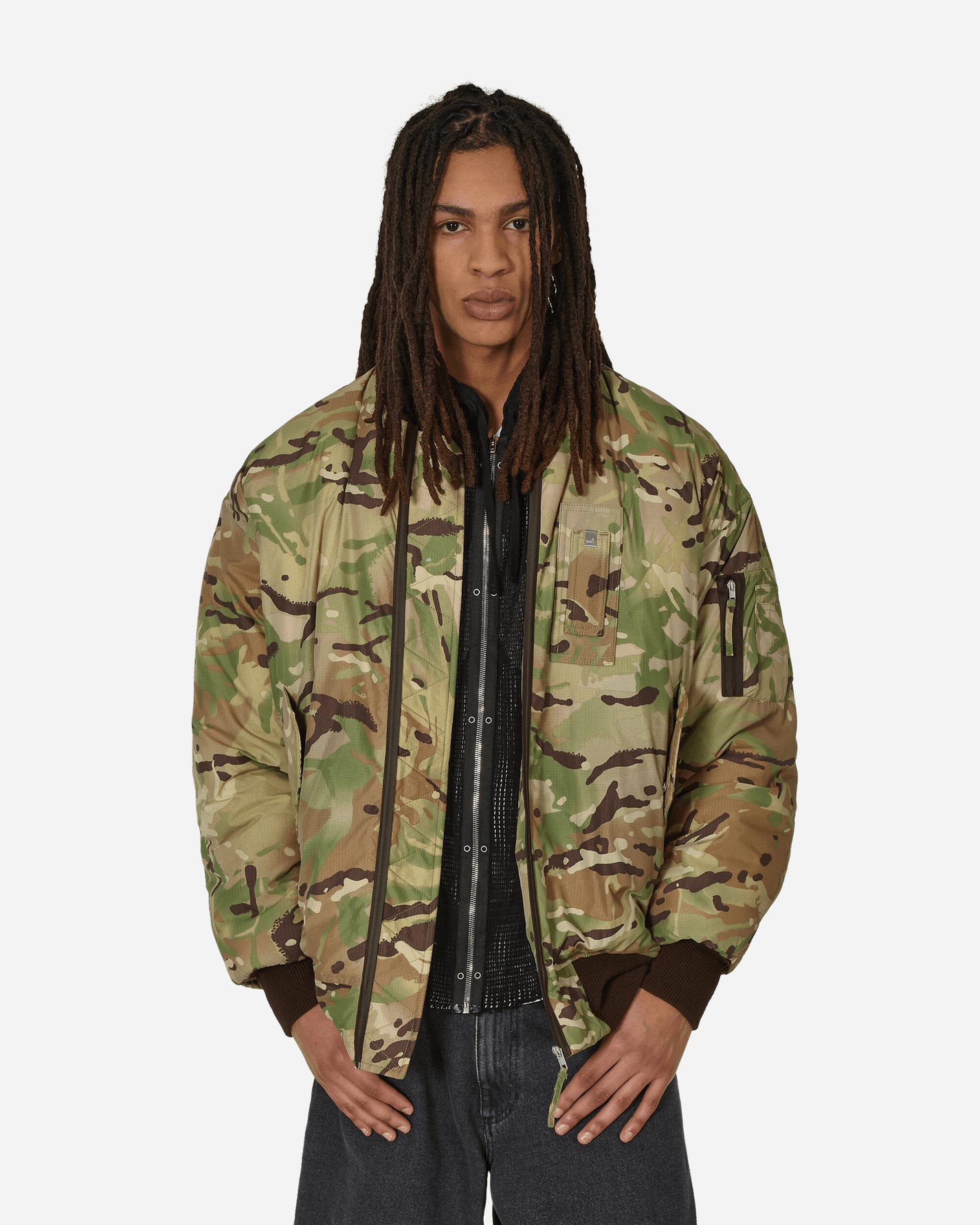 1017 ALYX 9SM Oversized Camo Nylon Bomber Military Green Coats and Jackets Bomber Jackets AAMOU0473FA02 MTY0001