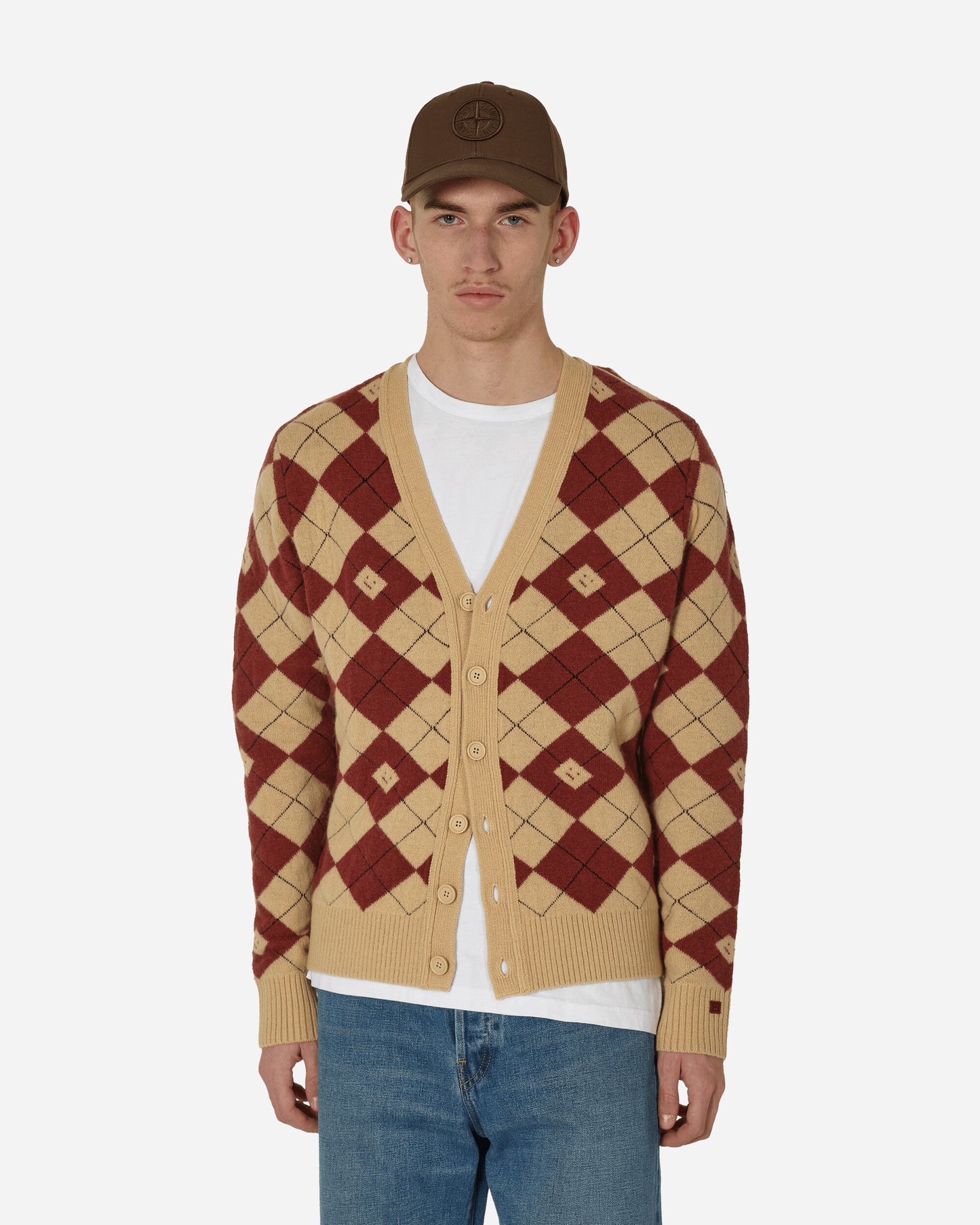 Acne Studios Cardigan Biscuit Beige/Deep Red Knitwears Cardigans C60084- DKE