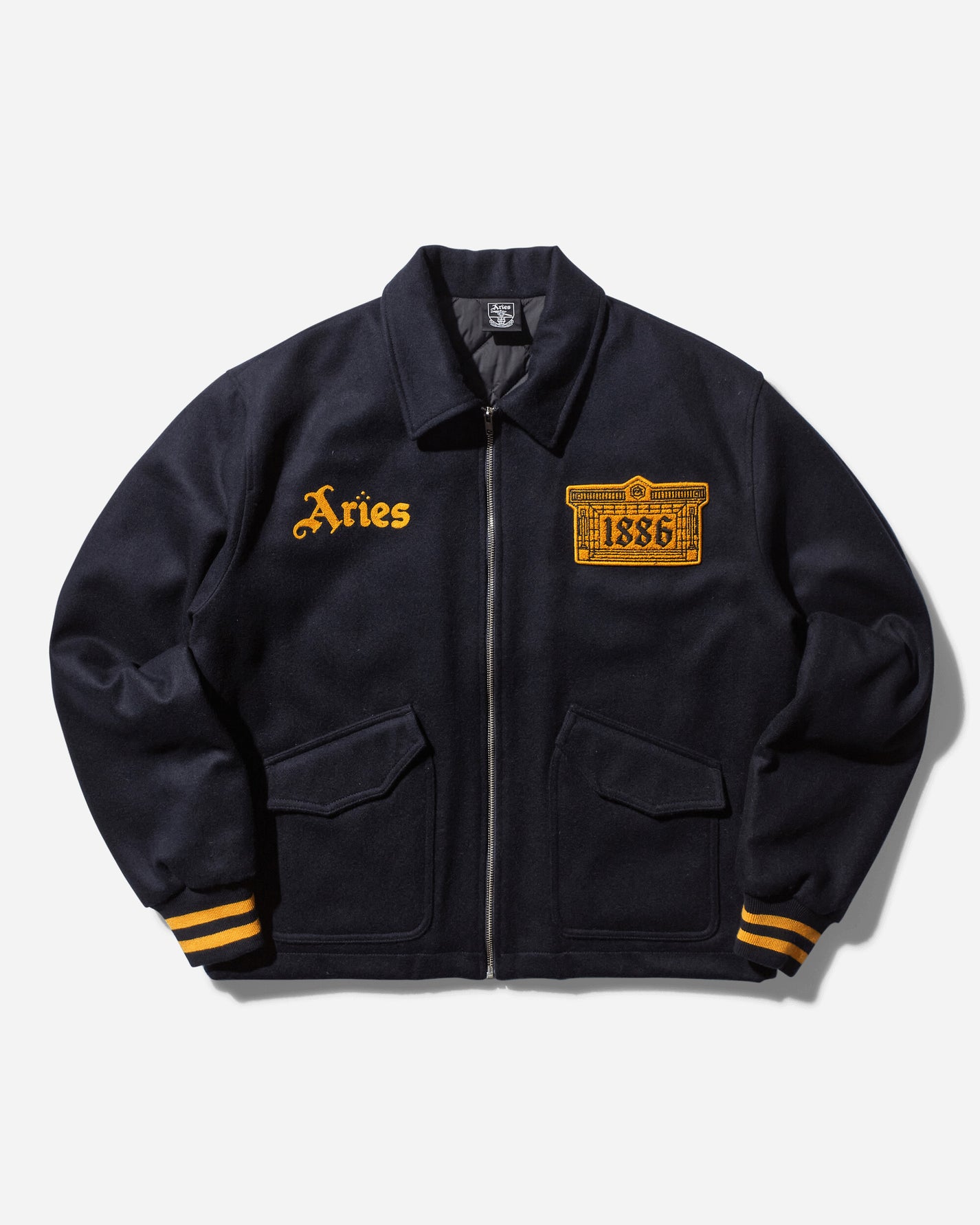 Aries Arsenal X Aries Wool Bomber Jacket Navy Coats and Jackets Bomber Jackets U06706 NAVY