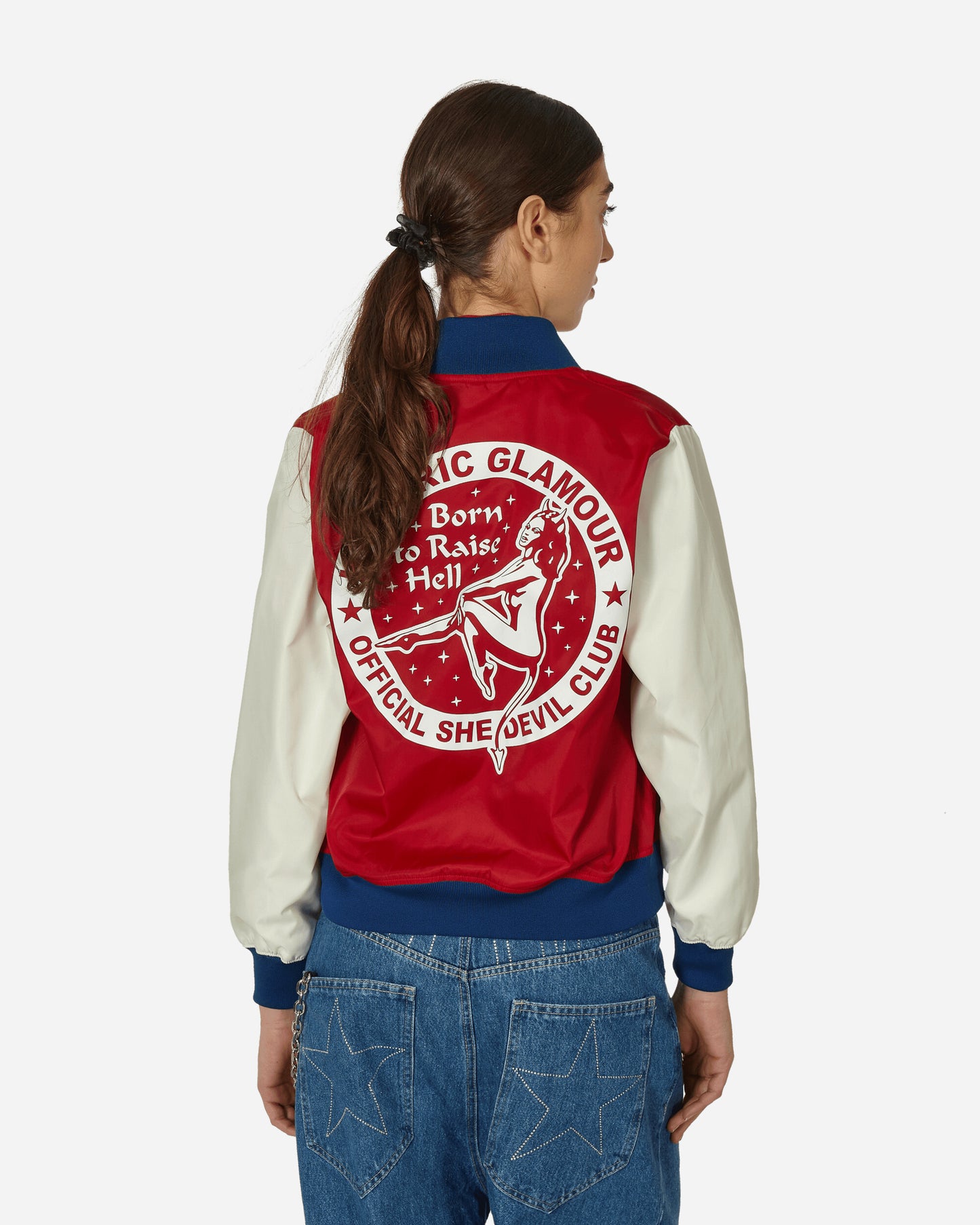 Hysteric Glamour Wmns Born To Raise Hell Jacket Red Coats and Jackets Bomber Jackets 01233AB04 RED