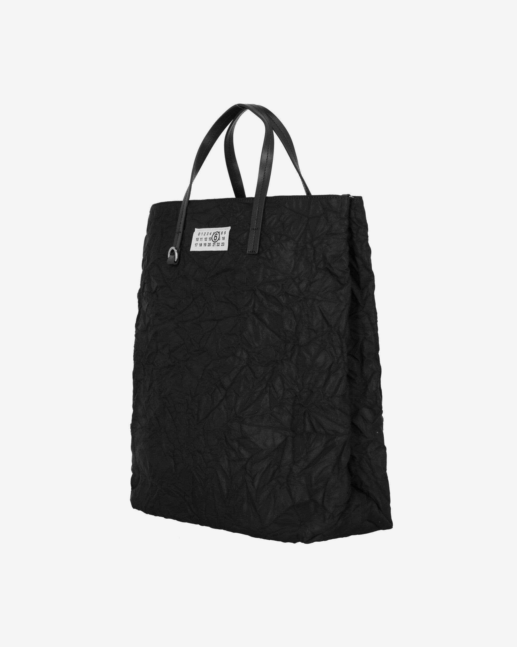 MM6 Maison Margiela Wmns Shopping Bag Wrinkle Fabric Black Bags and Backpacks Tote Bags SB5WC0013 T8013