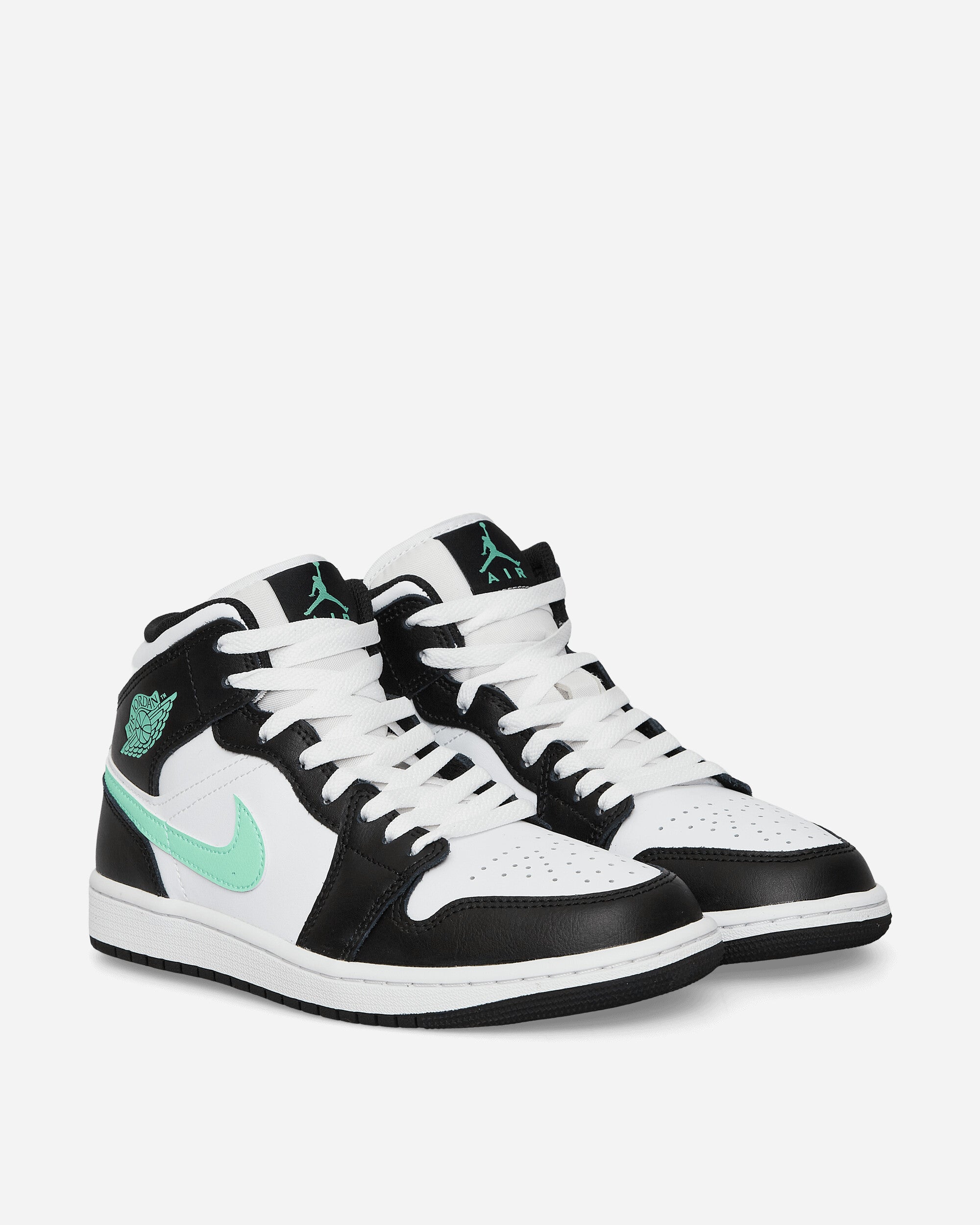 Air Jordan 1 Mid Sneakers White / Black / Green Glow