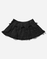 No Dress Wmns Lace Patchwork With Pleated Ruffle Cotton Mini-Skirt Black Skirts Mini NC04-B BLACK