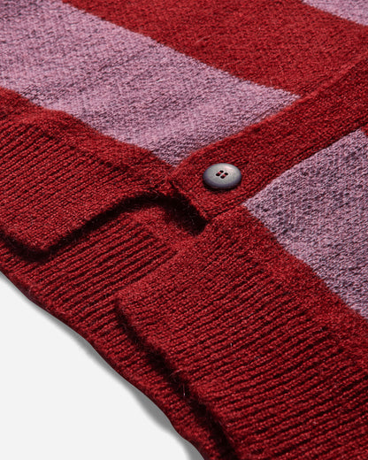 No Problemo Striped Mohair Oversized Cardigan Burgundy Multi Knitwears Cardigans NP2002502 BURGUNDY