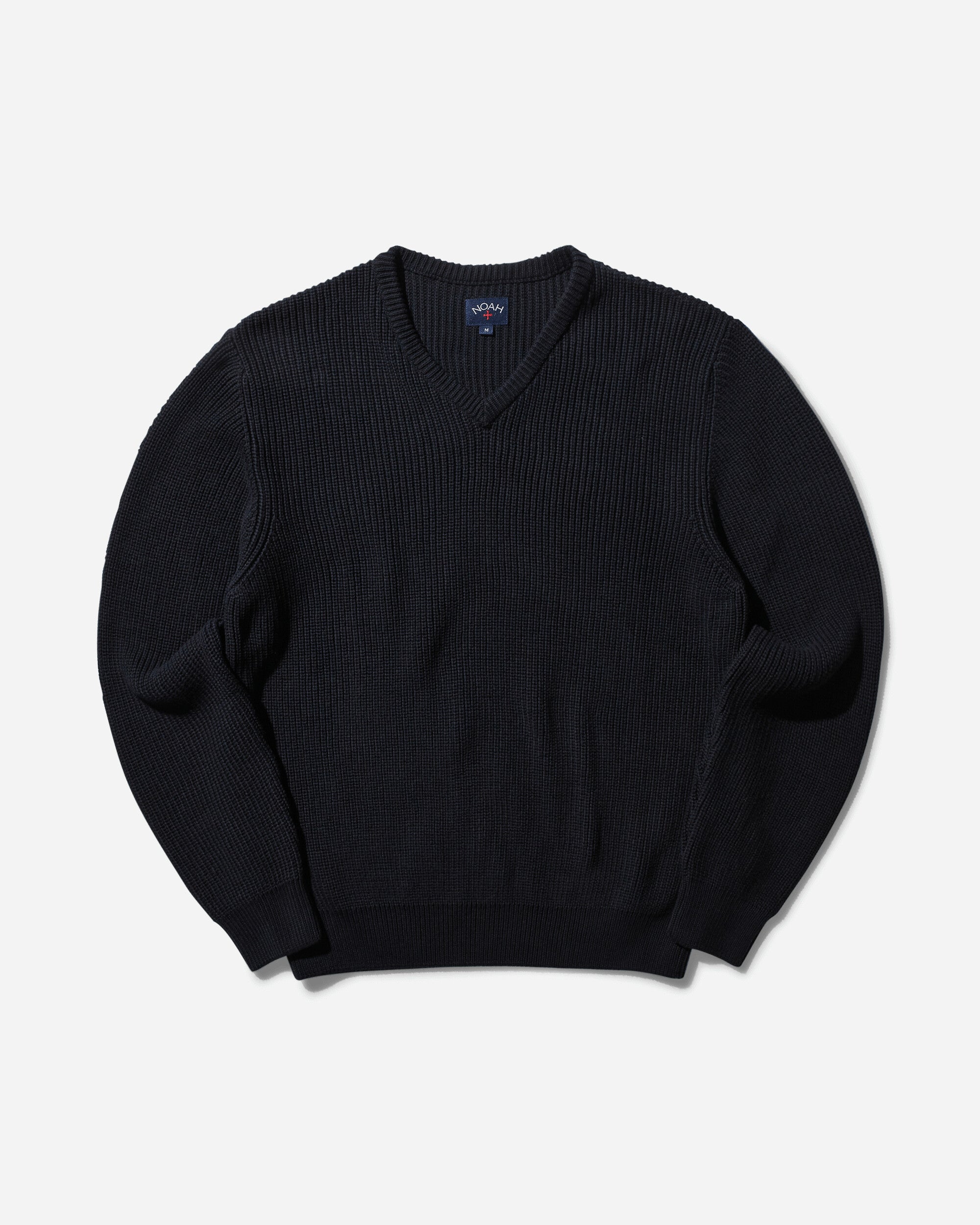 Noah V-Neck Shaker Stitch Sweater Navy Knitwears Sweaters SW070FW24 NVY