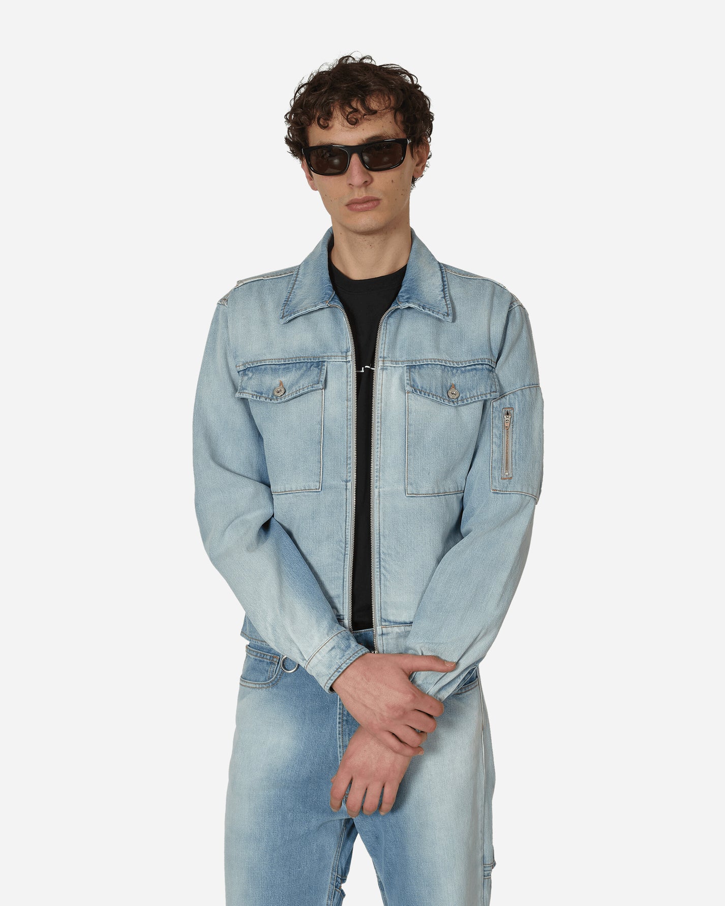 Random Identities Zipped Denim Jacket Blue Coats and Jackets Denim Jackets RAN03J001  001