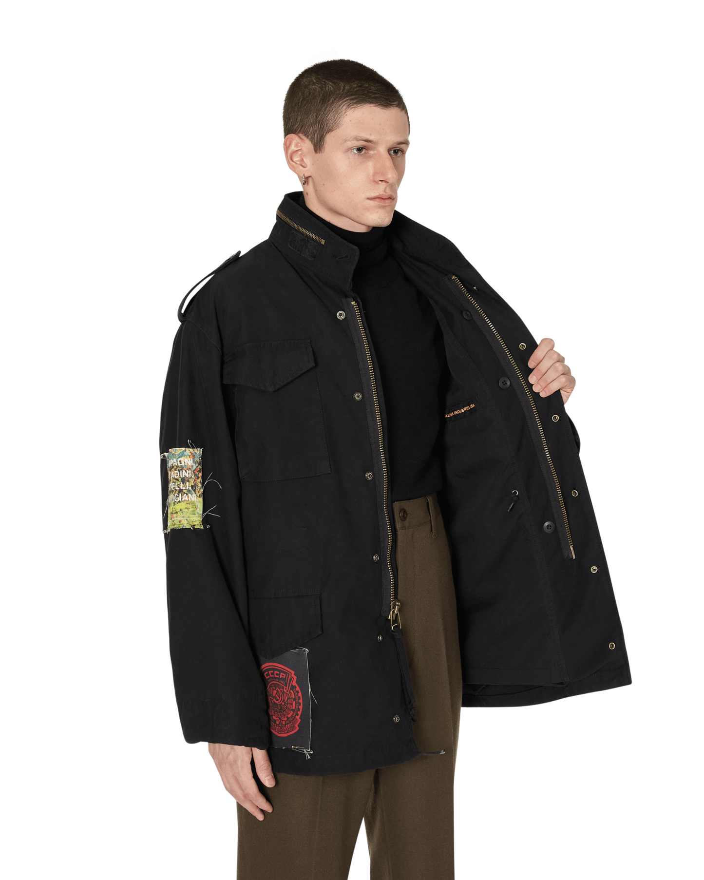 Slam Jam CCCP FEDELI ALLA LINEA - FIELD JACKET Black Washed Coats and Jackets Jackets SJAUJK01FA02 BLK001