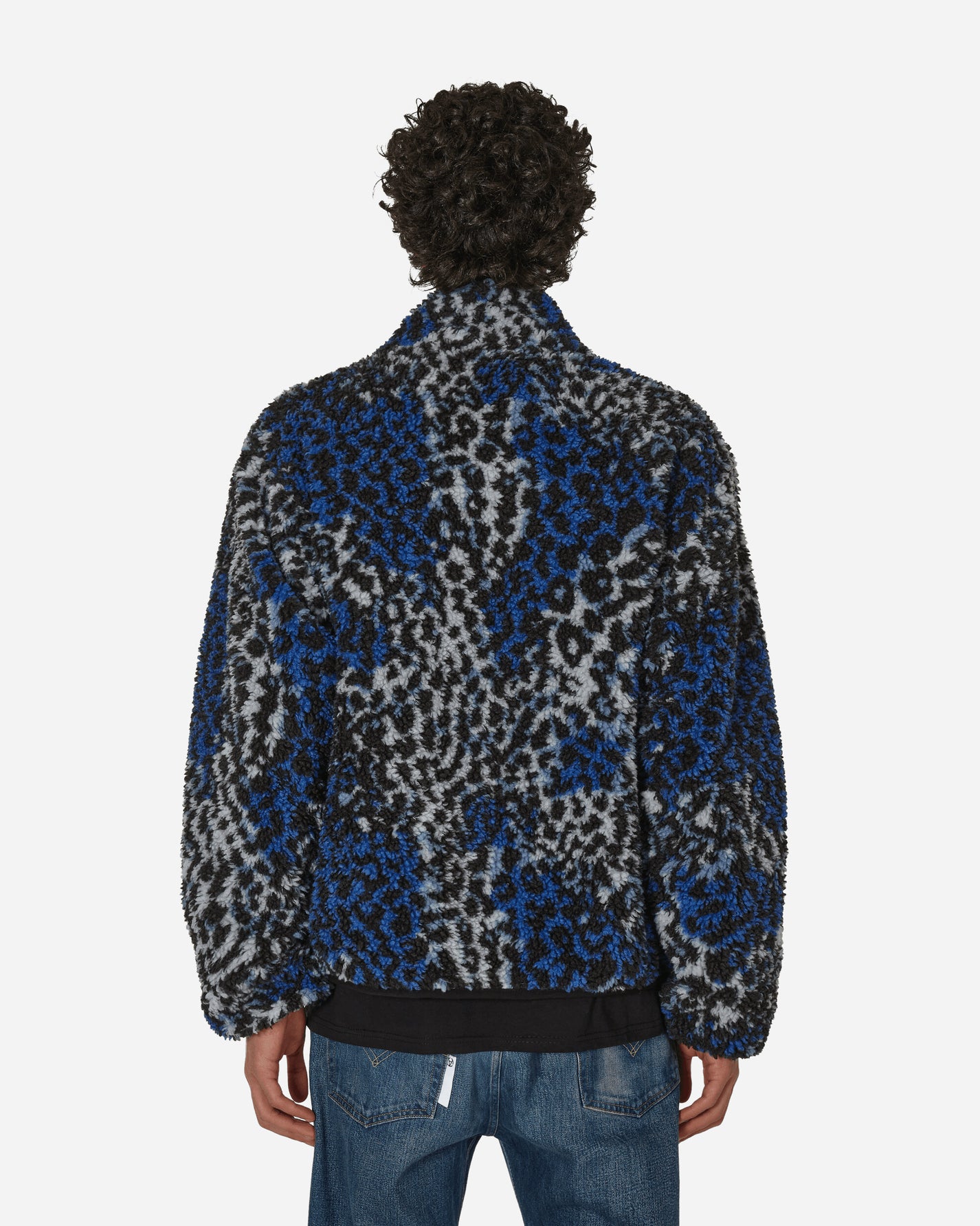 Stüssy Sherpa Reversible Jacket Blue Leopard Coats and Jackets Fleece Jackets H118529 BLUL