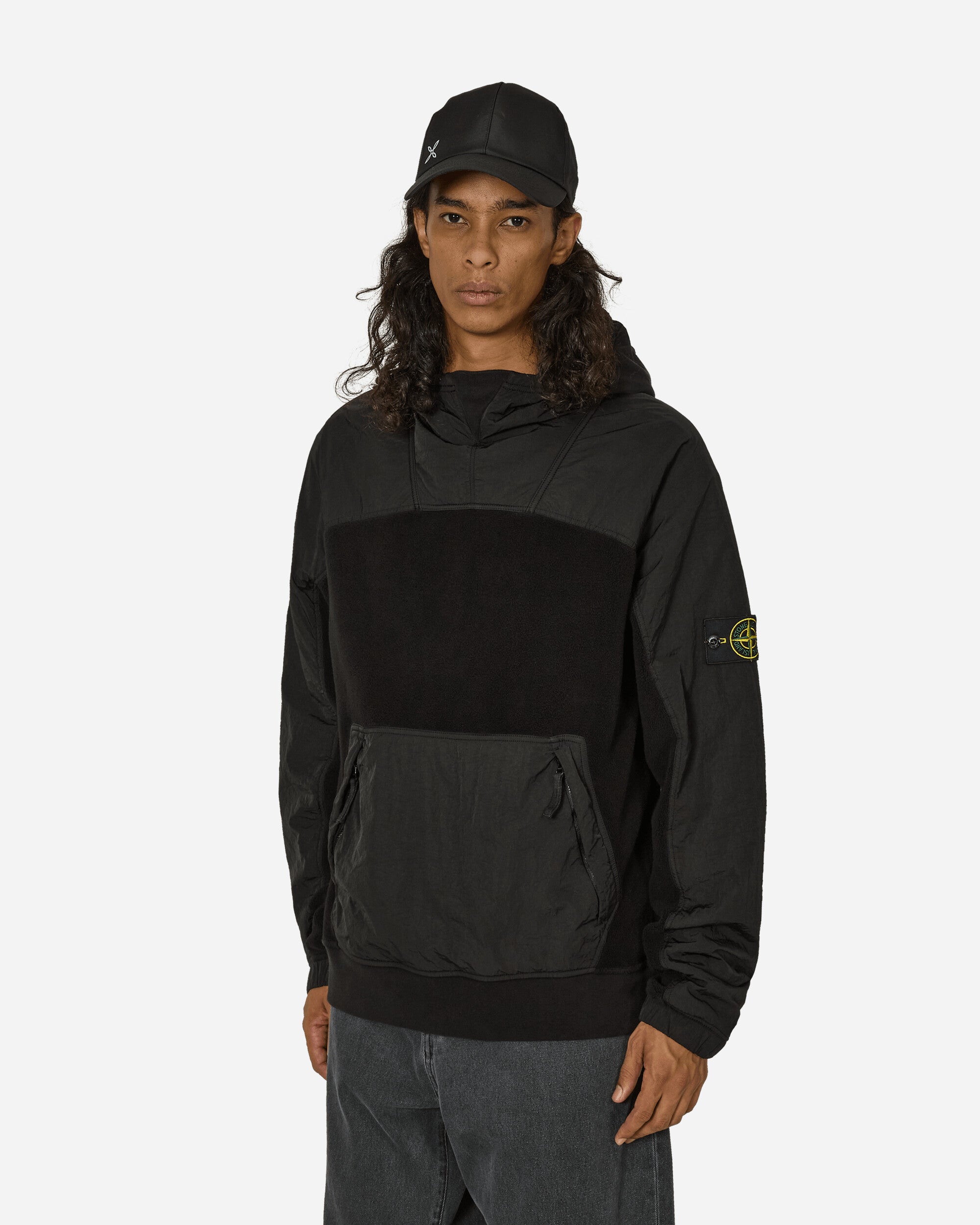 Stone Island Sherpa Hooded Sweatshirt Black Sweatshirts Fleece 811562653 V0029