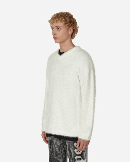 ERL Vneck Hairy Sweater White Knitwears Sweaters ERL05N010 1