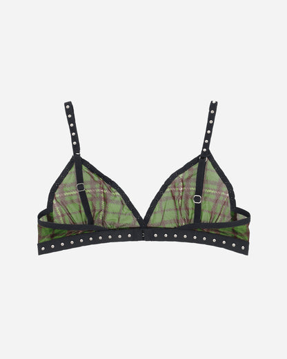 Priscavera Wmns Studded Bra Green Tartan Underwear Bras 008023-107 GT